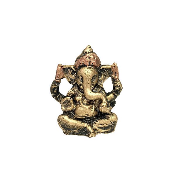 Estatua Ganesha Mini 5cm Ouro Velho Prosperidade E Sabedoria