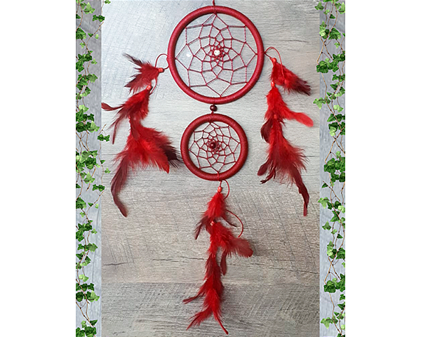 Filtro do Sonhos Duplo VERMELHO 36CM DECORAÇÃO ENFEITE SORTE