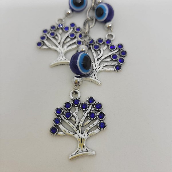 Chaveiro Árvore da vida Olho Grego Strass 7 cm proteção