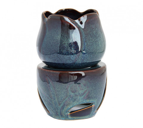 AROMATIZADOR RECHO CERÂMICA ROSA AZUL 12CM AROMATERAPIA