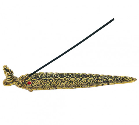INCENSÁRIO METAL dourado GANESHA 23CM VARETA BARRA INDIANO