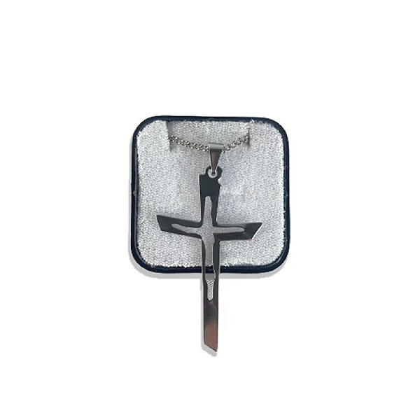 CORRENTE AÇO INOX CRUZ CRUCIFIXO SANTO SANTA 56CM
