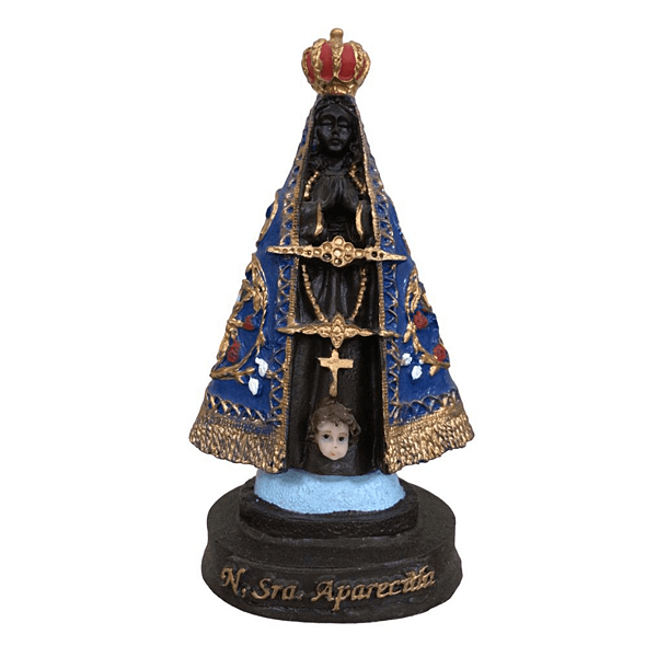 Imagem Nossa Senhora Aparecida com Bandeira em Resina 12cm