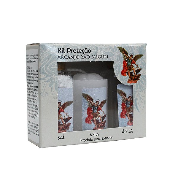 Lembrancinha Kit Proteção Sal Água Vela São Miguel Arcanjo