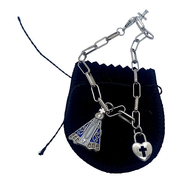 Pulseira inox nossa senhora Aparecida Coração Consagração