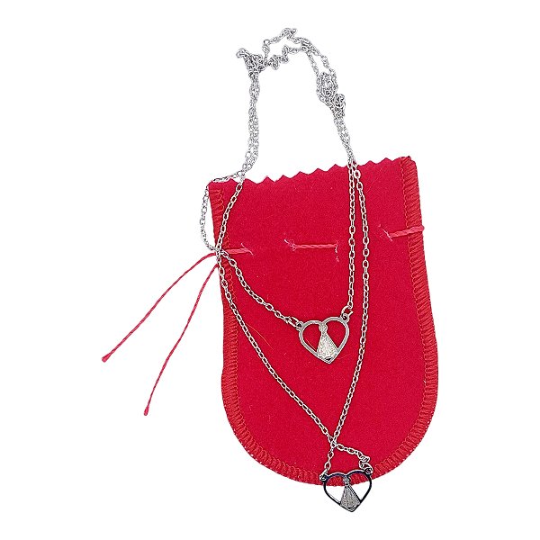 Escapulario Prateado Coracao Vazado Nossa Senhora Aparecida