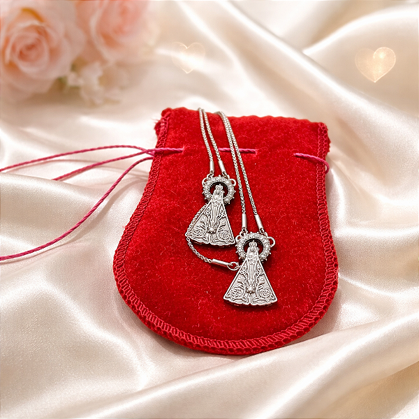 Escapulário colar inox santa nossa senhora de nazare estojo