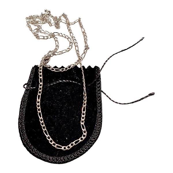 COLAR CORRENTE AÇO INOX PRATEADA FÍGARO 0,8 MM x 60 CM