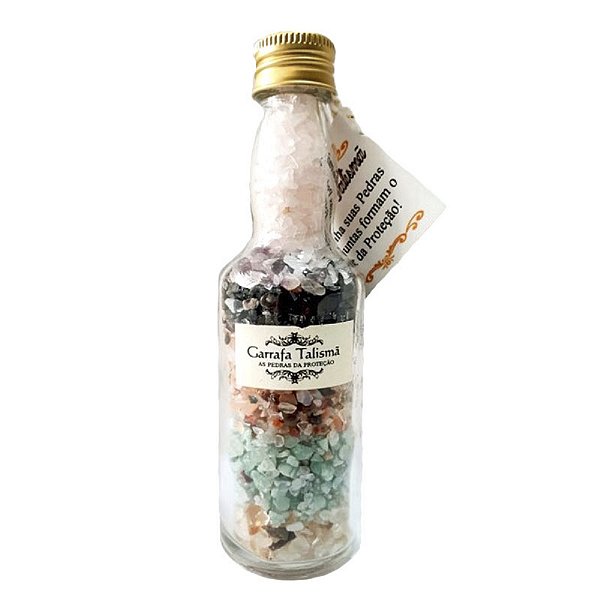 Talismã Garrafa Pedras da Proteção 12CM Felicidade Fortuna