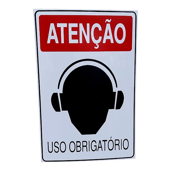Placa DE Sinalização OBRIGATORIO ABAFADOR DE OUVIDO FONE