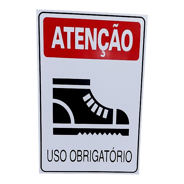 Placa DE Sinalização OBRIGATORIO USO BOTA SAPATO SEGURANÇA