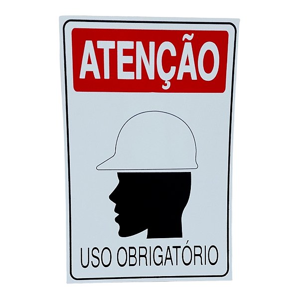 Placa DE Sinalização OBRIGATORIO CAPACETE SEGURANÇA 20X30 CM