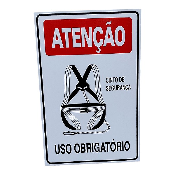 Placa DE Sinalização OBRIGATORIO CINTO DE SEGURANÇA 20X30 CM