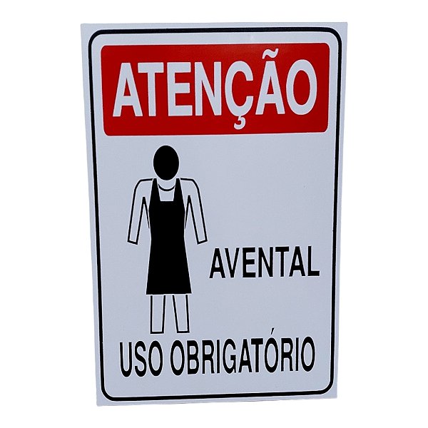 Placa DE Sinalização OBRIGATORIO USO DE AVENTAL 20 X 30 CM