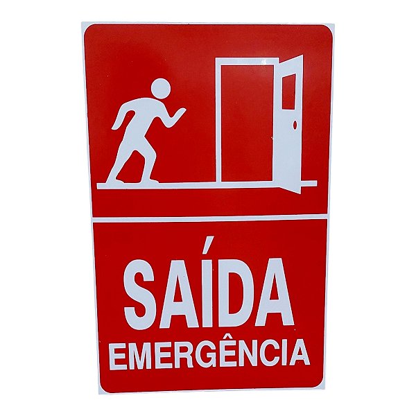 Placa DE Sinalização SAIDA DE EMERGENCIA 20 X 30 CM VERMELHA