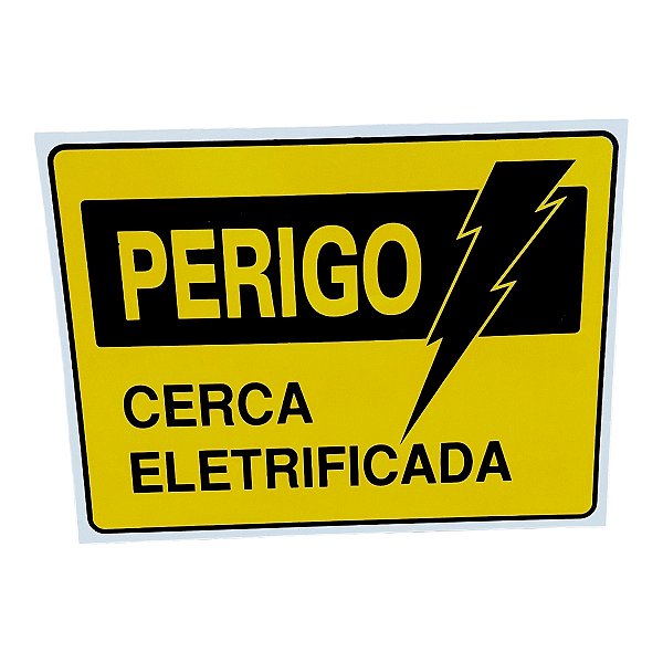 Placa de Sinalização PERIGO CERCA ELETRIFICADA 15x20 cm