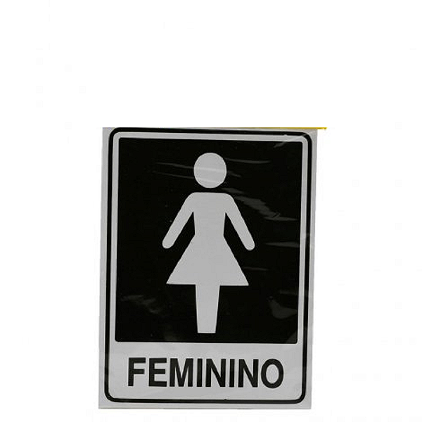 Placa DE Sinalização 20x15 Feminino Preto, C/ NFE