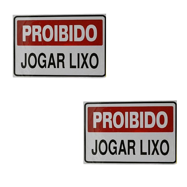 KIT 2 Placas DE Sinalização 20x30 Proibido Jogar Lixo