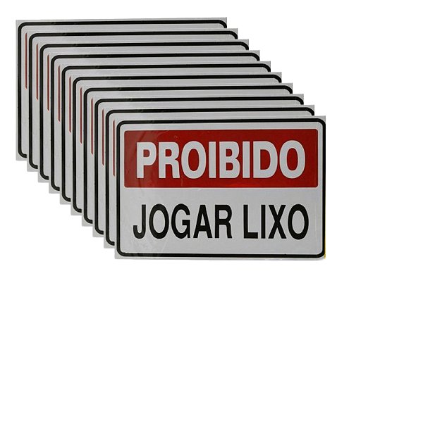 KIT 10 Placas DE Sinalização 20x30 Proibido Jogar Lixo