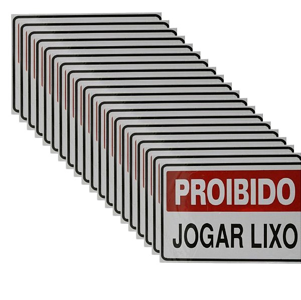 KIT 20 Placas DE Sinalização 20x30 Proibido Jogar Lixo
