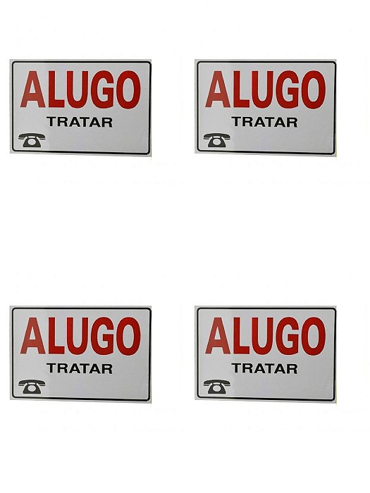 KIT 4 PlacaS DE Sinalização 30x20 FRASE Alugo, locação