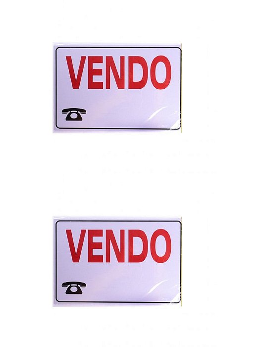 KIT 2 PlacaS DE Sinalização 20x30 Frase: Vendo