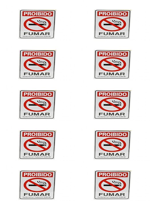 KIT 10 PlacaS DE Sinalizacão 20x15 Proibido Fumar C/ NFE