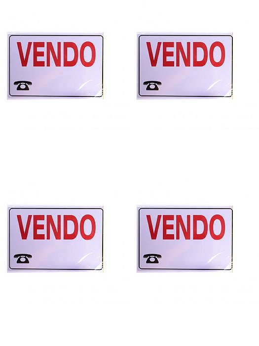 KIT 4 PlacaS DE Sinalização 20x30 Frase: Vendo