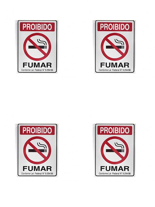 KIT 10 PlacaS DE Sinalização 30x20 Proibido Fumar