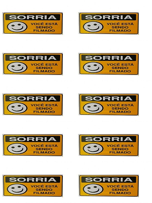 10 PlacaS Sinalização 15x20 Sorria VOCÊ Está Sendo Filmado