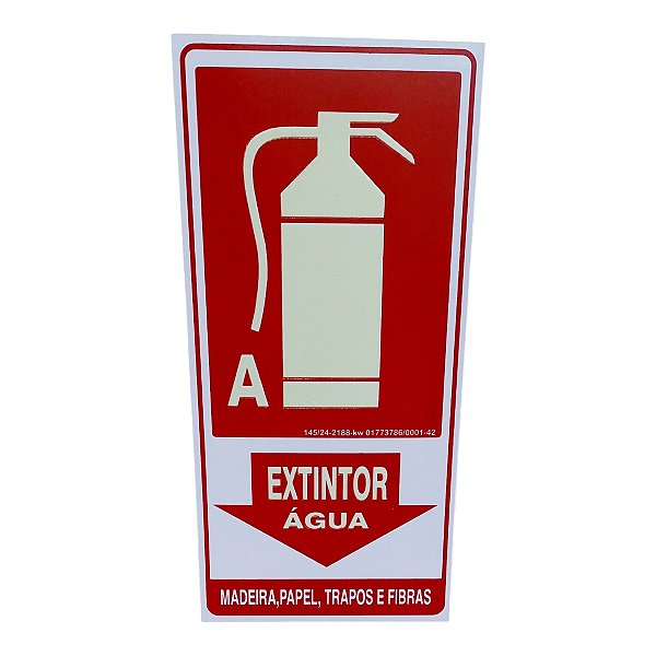 Placa de Sinalização fotoluminescente extintor agua 15x30