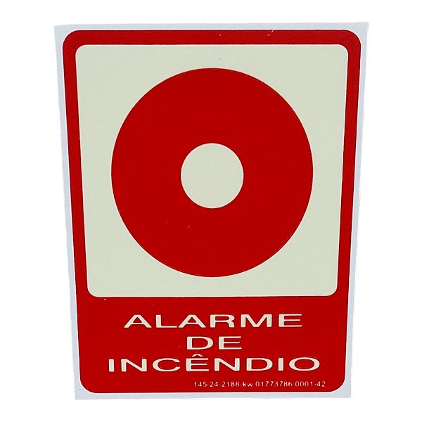 Placa de Sinalização fotoluminescente ALARME INCENDIO 15X15