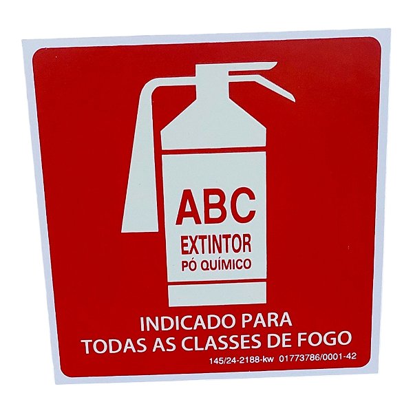 Placa de Sinalização fotoluminescente EXTINTOR ABC PÓ 15X15