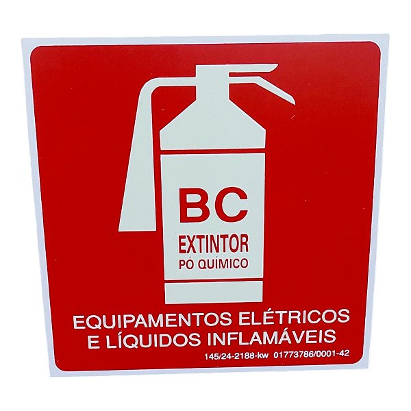 Placa de Sinalização fotoluminescente EXTINTOR BC PÓ 15X15