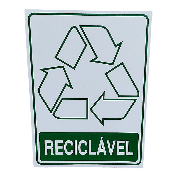 Placa adesiva Sinalização lixo reciclavel 15x20 cm adesivo