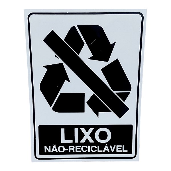 Placa adesiva Sinalização lixo não reciclavel 15x20 adesivo