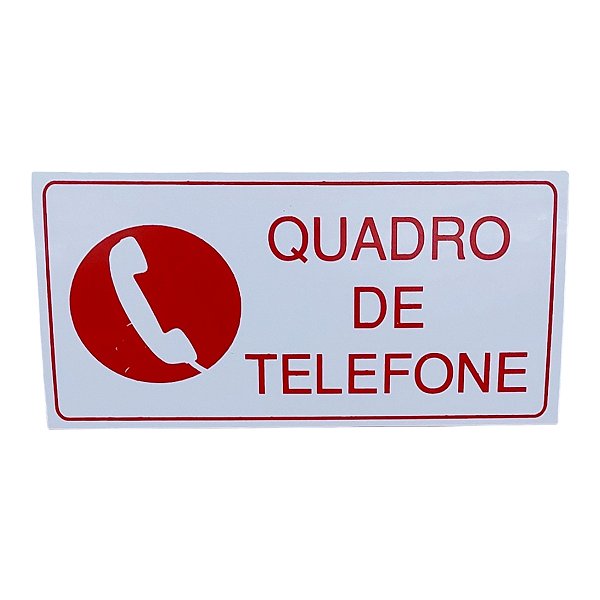 Placa de Sinalização quadro de TELEFONE 10x20 letra vermelha