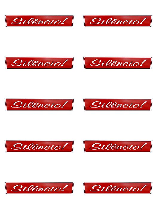 KIT COMBO 10 Placa de Sinalização silencio 10x30 cm vermelha