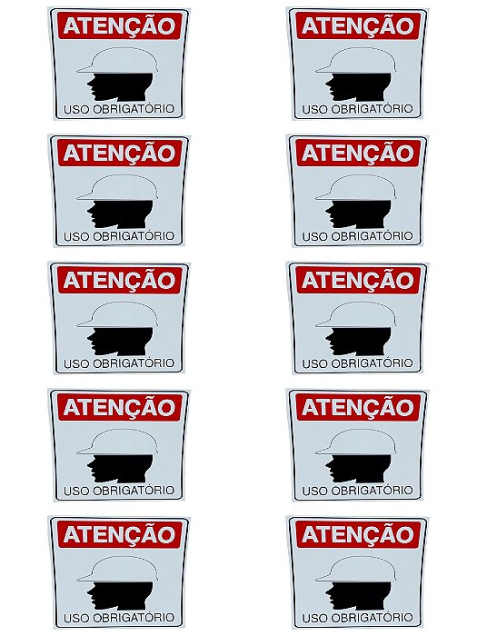 KIT COMBO 10 Placa Sinalização OBRIGATORIO CAPACETE SEGURANÇ