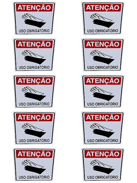 KIT COMBO 10 Placa DE Sinalização OBRIGATORIO USO DE LUVAS