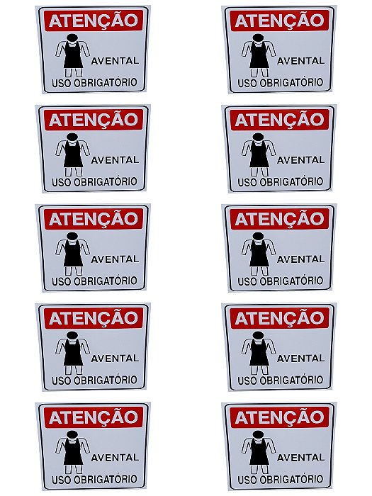 KIT COMBO 10 Placa DE Sinalização OBRIGATORIO USO DE AVENTAL