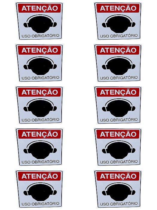 KIT COMBO 10 Placa Sinalização OBRIGATORIO ABAFADOR OUVIDO