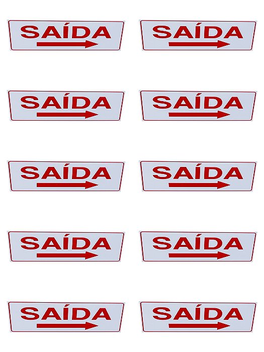 KIT COMBO 10 Placa de Sinalização saida seta para direita
