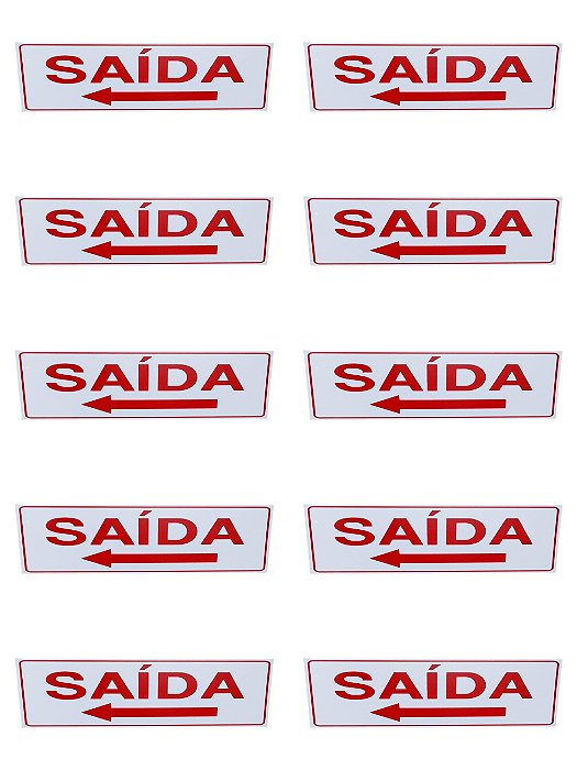 KIT COMBO 10 Placa de Sinalização saida seta para esquerda