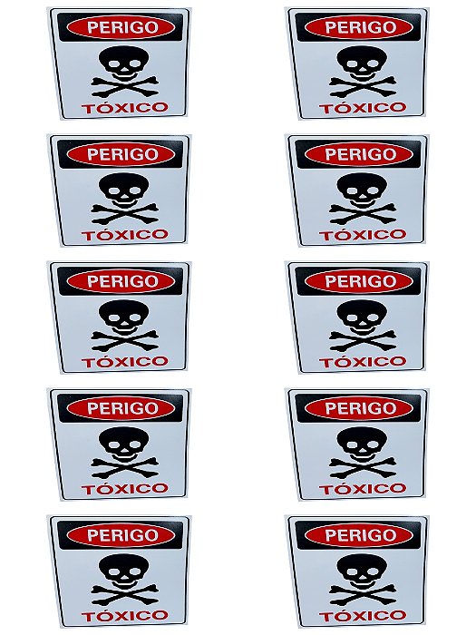 KIT COMBO 10 Placa DE Sinalização PERIGO TOXICO 20 X 30 CM