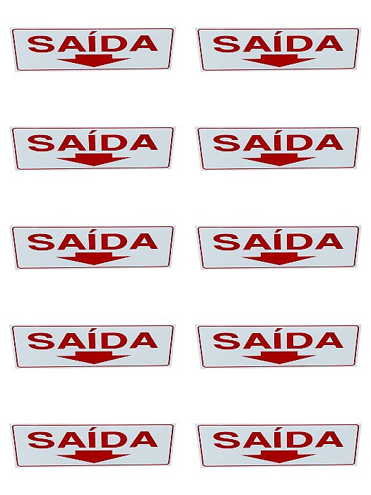 KIT COMBO 10 Placa d Sinalização saida seta para baixo 15x30