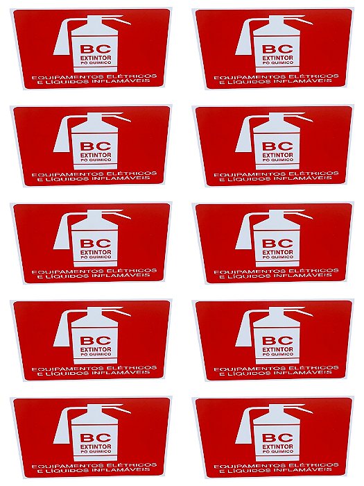 KIT COMBO 10 Placa de Sinalização EXTINTOR PO BC 20X20 cm