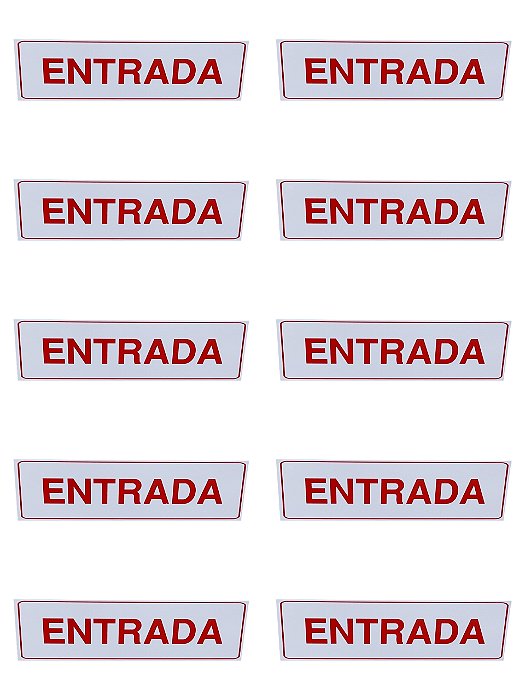 KIT COMBO 10 Placa de Sinalização entrada 15x30 cm branca