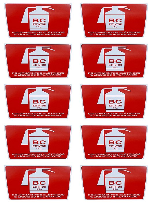 KIT COMBO 10 Placa de Sinalização EXTINTOR BC C02 20X20 CM