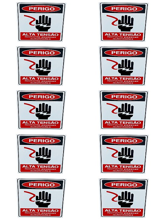 KIT COMBO 10 Placa DE Sinalização PERIGO ALTA TENSÃO 20 X 30
